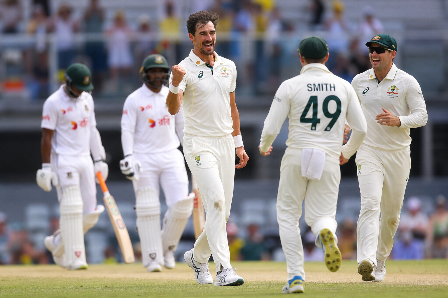Australia crush Bangladesh in Mackay to square Test series 1-1