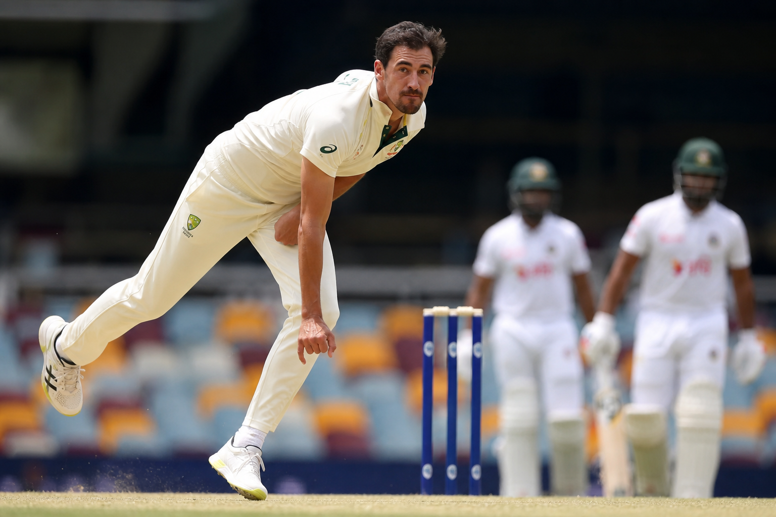 Mitchell Starc’s five-for bowls Bangladesh out for 64 in Mackay Test